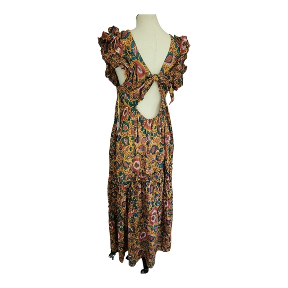 House of Harlow 1960 Floral Midi Dress Size Large Boho Ruffle Hem NWT - Picture 6 of 11